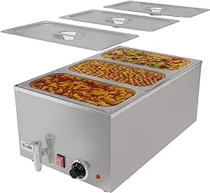 Commercial Bain Marie Countertop Food Warmer, Soup Station, and Buffet Table Server