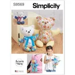 Uncut Simplicity Pattern 9569 Learn to Sew Memory / Autograph Bears in 3 Sizes