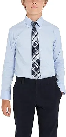 Kenneth Cole Reaction Big Boys Solid Classic Shirt and Tie Set - Blue, Navy - Size 14R