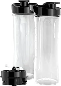 BLACK+DECKER PBJ2000 FusionBlade Set of 2 BPA-free Personal Blender Jars with additional FusionBlade, Clear