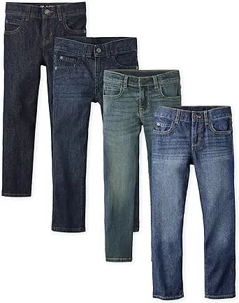 The Children's Place Boys Straight Fit Denim Jeans, 4-Pack, Sizes 4-18