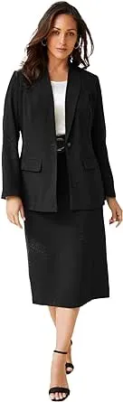 Jessica London Women's Plus Size Two Piece Single Breasted Jacket Skirt Suit Set