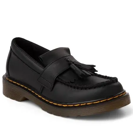 Dr Martens Kids Adrian Softy T Leather Tassel Loafers in Black