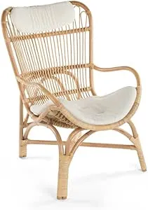 KOUBOO Rattan Loop Lounge Chair with Seat and Head Cushion, Natural Color, Large,