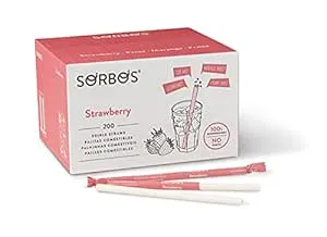 Sorbos Edible Strawberry Straw 19 Centimeters-200 Each-1/Case MPN#1012