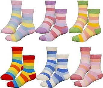 Hzcojulo Kids Toddler Big Little Girls Fashion Cotton Crew Cute Fun Socks -6 Pair Pack