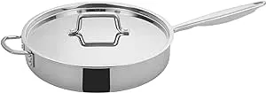 6 Qt. Tri-Ply Induction Ready Saute Pan with Cover, Winco Tget-6