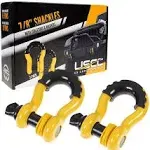 USCC 7/8&#034; Tow Shackles - 6.5T WLL - Black/Yellow - 2PK