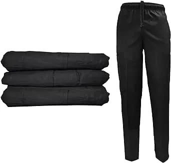 Natural Uniforms Classic 6 Pocket Black Chef Pants with Multi-Pack Quantities Available