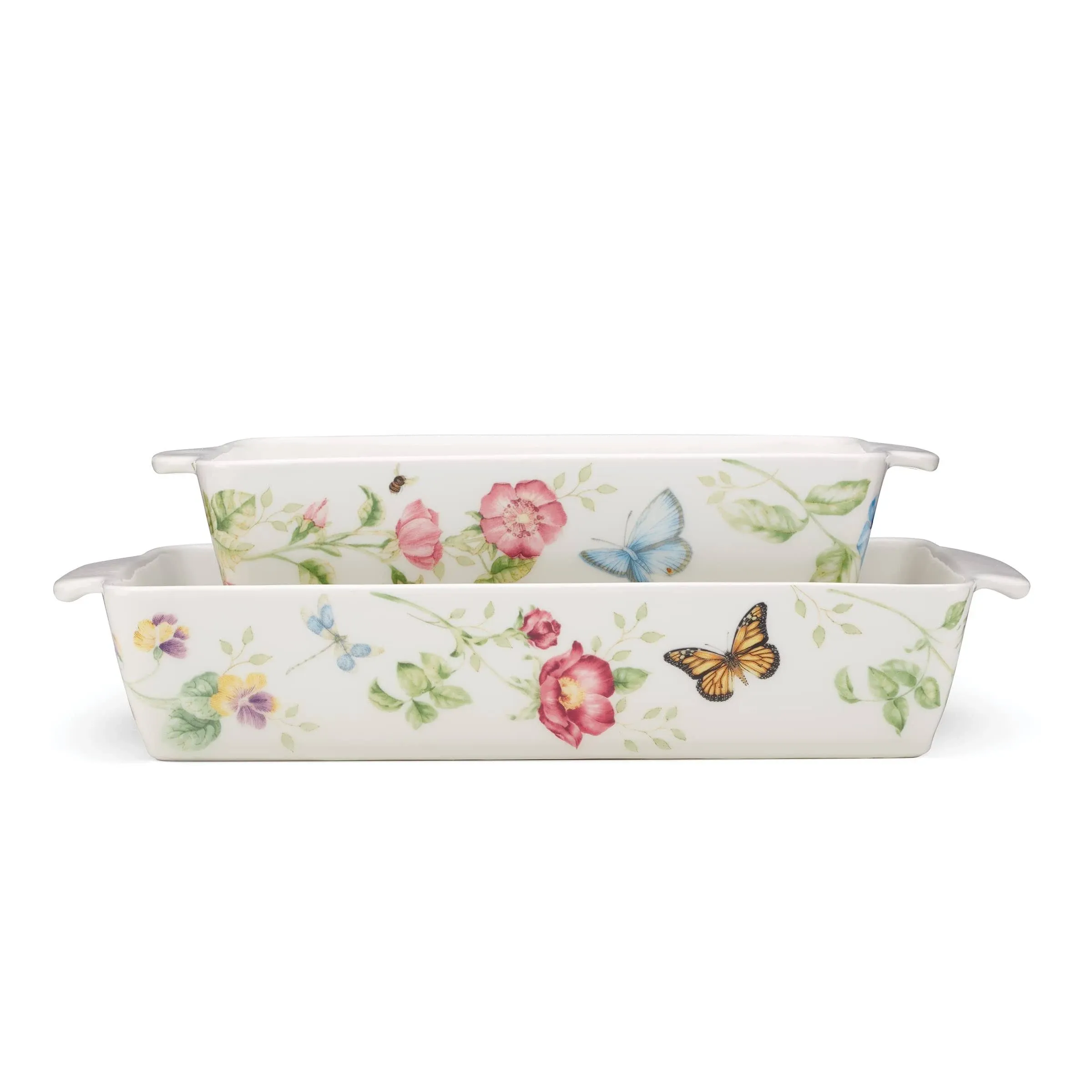 Butterfly Meadow Rectangular Baker 2-piece Set In White