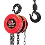 BIG RED Torin 2 Ton Manual Hand Lift Steel  with 2 Hooks Chain Block Hoist, Red