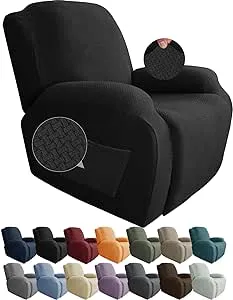 JIVINER Newest Design 4Piece Recliner Chair Covers Stretch Jacquard Covers for Recliner Chair Recliner Slipcovers for Living Ro