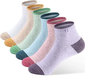 NinetoFiveLife Pack of 6 Women Ankle Athletic Socks Cotton Socks Girls Socks Hiking Socks Soft and Comfortable,Breathable