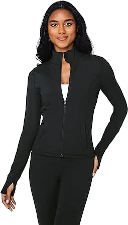 90 Degree by Reflex Womens Carbon Interlink Slim Fitted Full Zip Jacket - Black - Large