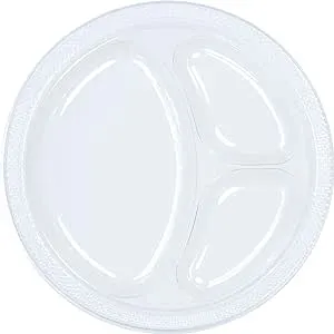 Clear Premium Divided Plastic Dinner Plates 20ct