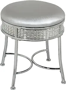 Hillsdale Furniture Venice Backless Faux Diamond Band Vanity Stool, Chrome