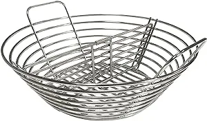 Lump Charcoal Fire Basket with Divider Stainless Steel Grill Ash Baskets Fits 18" Big Green Egg Accessories, Kamado Joe Classic Large Green Egg Basket Replacement