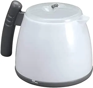 Microwave Tea Kettle - Double-Insulated Interior Keeps Water Hot. 28-oz Capacity. Removable Lid, Stay-Cool Handle, Spout for Easy Pouring. BPA-Free Plastic. 6" High x 6 1/2" Dia.