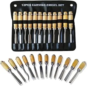 Professional Wood Carving Chisel Set - 12 Piece Sharp Woodworking Tools