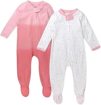 Honest Baby Clothing - Baby Girls Newborn - 12 Months 2-Pack Pink Twinkle Star ...