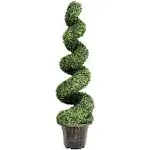 Costway 4ft Artificial Boxwood Spiral Tree Faux Tree w/Realistic Leaves Indoor Outdoor - Green