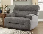 Signature Design by Ashley Coombs Contemporary Wide Seat Manual Pull Tab Recliner, Gray