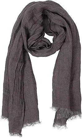 LUSIE&#039;S LINEN Scarf - 100% Linen - 19 x 67 Inch - For Women &amp; Men - Lightweight