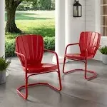 CROSLEY FURNITURE Lounge Chair Without Cushion Outdoor Ridgeland Metal Steel Red