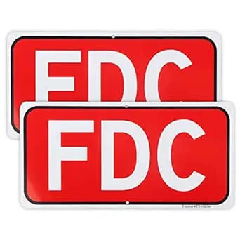 2-Pack FDC Sign, Fire Department Connection Sign, 12"x 6" - .040 Rust Free Aluminum – Reflective, UV Protected and Weatherproof