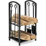 Best Choice Products Indoor/Outdoor Stackable Firewood Log Rack Holder Storage Set, Black