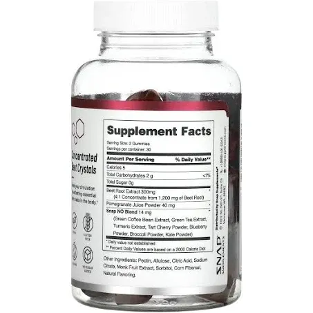 Buy Nitric Oxide Gummies Sugar Free 60 Count By Snap Supplements | Herbspro.com