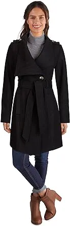 GUESS Wool Jackets for Women, Mid-Weight Coat w/belt Large #22LMW704 NWT