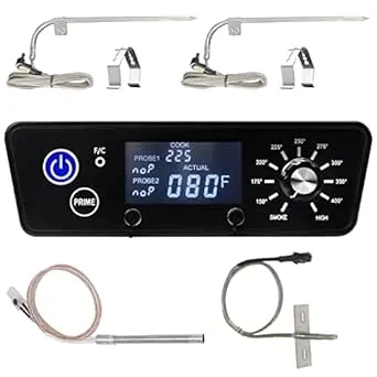 Upgraded Replacement Kit For Pit Boss - Digital Thermostat Panel for PBV3P1/PBV4PS1/PBV5P1 Series Vertical Smoker - Includes Meat Probes, Temp Sensor & Ignition Hot Rod - Grill Parts & Accessories