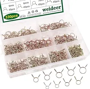 weideer 330pcs - (9 Sizes) 5-13mm Fuel Line Hose Water Pipe Tubing Spring Clips Clamps Assortment Kit for All Kinds of Pipes