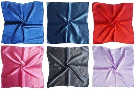 12 Set Mixed Designs Small Square Satin Womens Neck Head Scarf Scarves Bundle