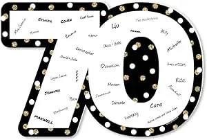 Adult 70th Birthday - Gold - Guest Book Sign Guestbook Alternative Signature Mat