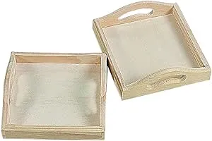 DIY Mini Wood Trays - Bulk Set of 12 Unfinished Wood Tray - Paintable Crafts Supplies