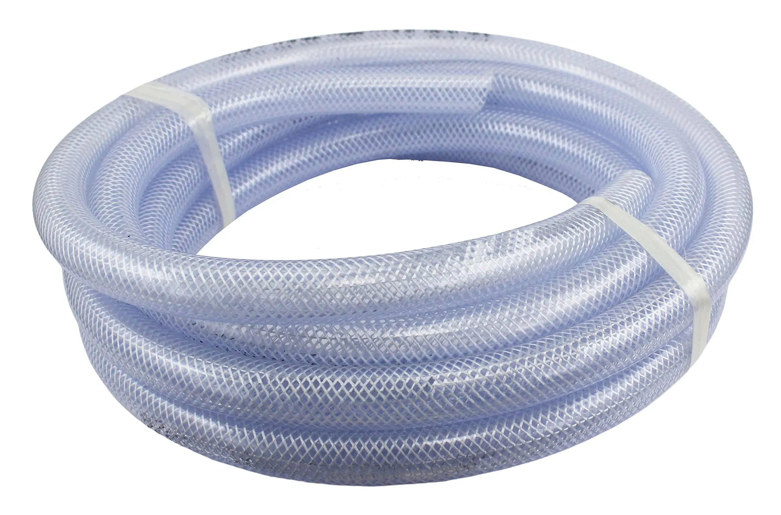 10 ft x 5/16 inch ID High Pressure Braided Clear Flexible PVC Tubing Heavy Duty UV Chemical Resistant Vinyl Hose