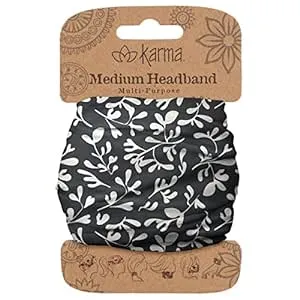 Karma Gifts Black Ivy Headband for Women - Medium - Fabric Headband and Stretchy Hair Scarf - Black And White