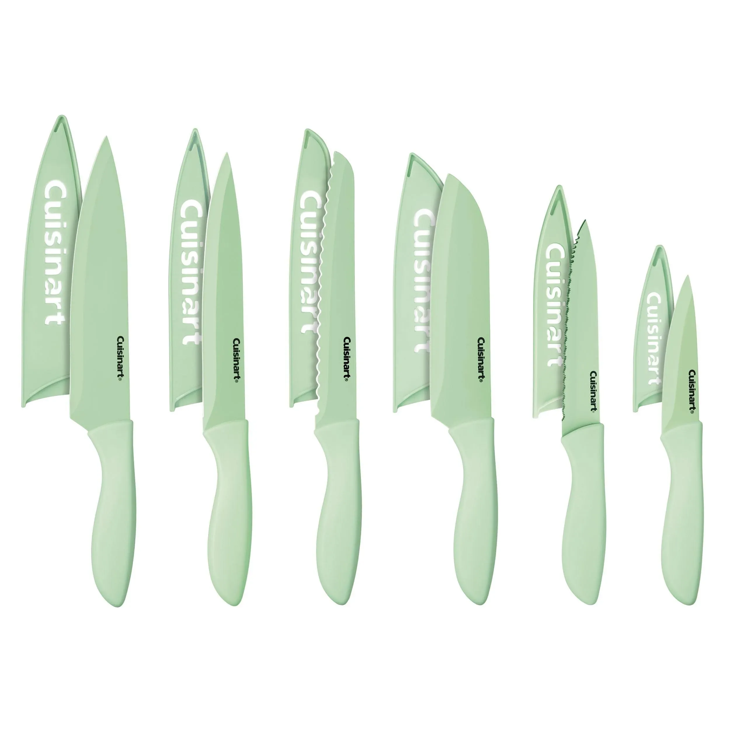 Cuisinart 12-Piece Kitchen Knife Set, Advantage Color Collection with Blade Guards, Pistachio