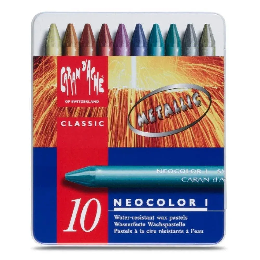 Neocolor I Water-Resistan<wbr/>t Wax Pastels, 10 Metallic Colors