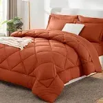 CozyLux Queen Comforter Set with Sheets 7 Pieces Bed in a Bag Burnt Orange All Season Bedding Sets with Comforter, Pillow Shams, Flat Sheet, Fitted Sheet and Pillowcases