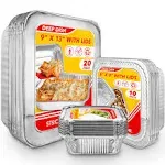 Stock Your Home Disposable Foil Pans with Lids (Set of 40)