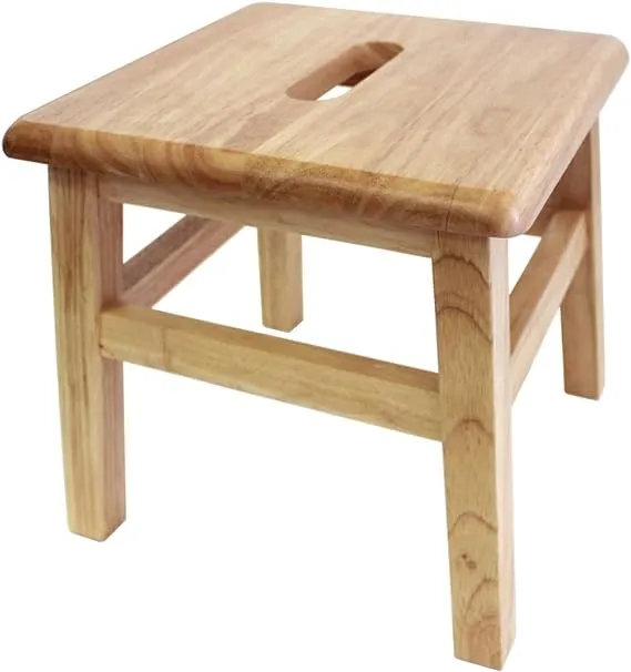 eHemco Solid Hardwood Step Stool for Adults and Kids, 12.25 Inches, Natural, Fully Assembled