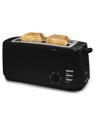 Elite Gourmet - 4 Slice Long Slot Cool Touch Toaster - Black