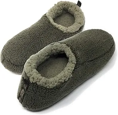 Oooh Yeah Men's Soft Cozy Non-Slip Solid Sherpa Slippers Built in Foam