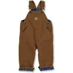 CARHARTT Bib Overalls Boys 4T Canvas Double Knee Pants Brown Adjustable Straps