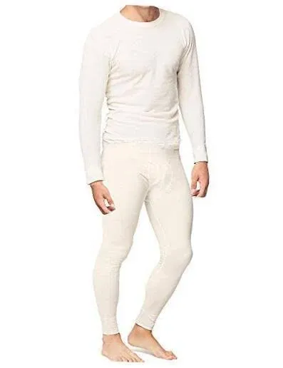  Men’s Cotton Thermal Underwear Set Shirt Pants Long Johns Large White