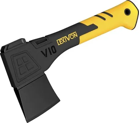 LEXIVON V10 Camping Hatchet, 10-Inch Axe | Ergonomic TPR Grip, Lightweight Fiber-glass Composite Handle | Protective Carrying Sheath Included (LX-V10)