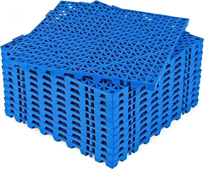 ToLanbbt Modular Interlocking Cushion 12P 11.8" x 11.8" Interlocking Rubber Floor Drain Holes Non-Slip Splicing Drainage Mats for Deck, Shower, Kitchen, Drain Pool, Sauna Bath, Indoor Outdoor (Blue)